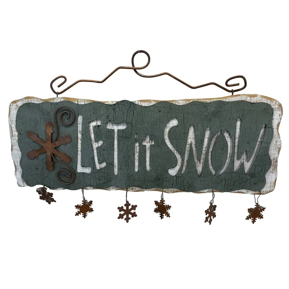 Let it Snow Hang Wood Shelf Winter wall decor rustic primative 3d rustic 18